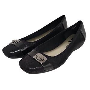 AK Sport by Anne Klein Elegant Textile Black Women's Flats Slip In Shoes Sz 8.5